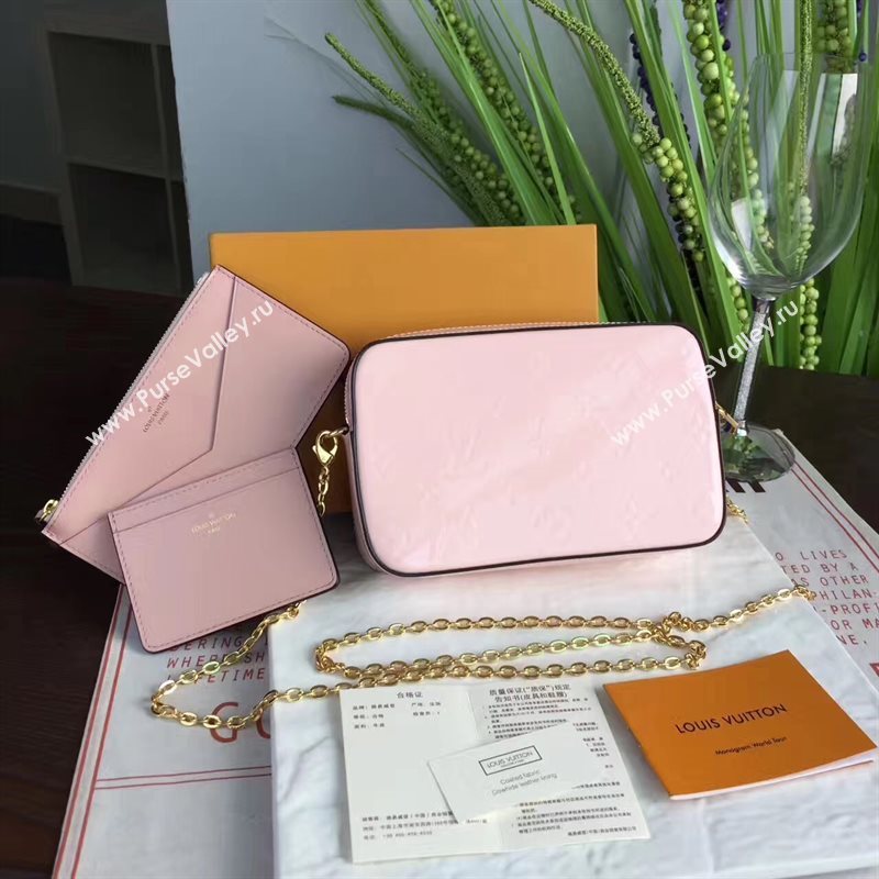 Louis Vuitton LV Camera Pouch Chain Bag Monogram Leather Handbag Pink M64058 7026