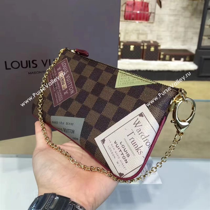 Louis Vuitton LV Pochette Milla Chain Bag Damier Handbag Coffee N63080 7027