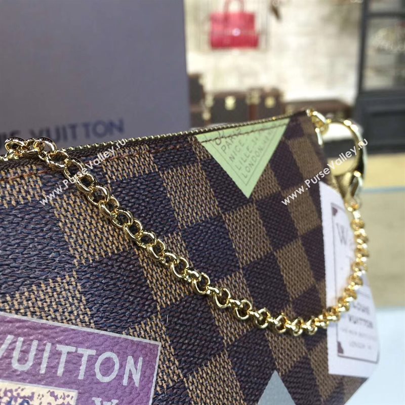 Louis Vuitton LV Pochette Milla Chain Bag Damier Handbag Coffee N63080 7027