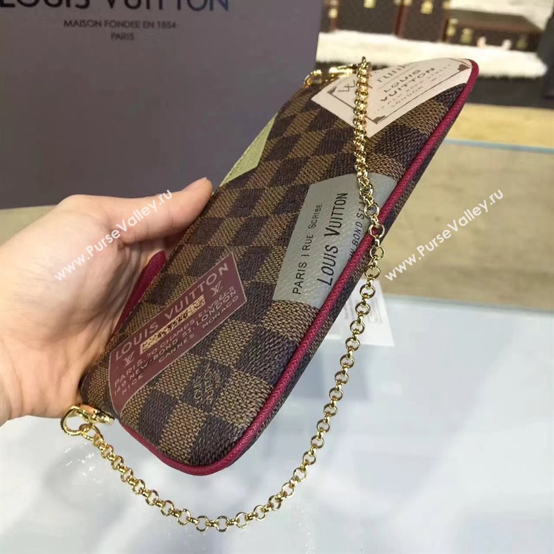 Louis Vuitton LV Pochette Milla Chain Bag Damier Handbag Coffee N63080 7027