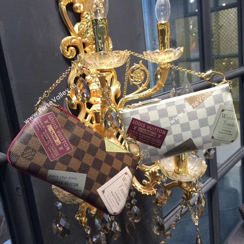 Louis Vuitton LV Pochette Milla Chain Bag Damier Handbag White N63078 7028