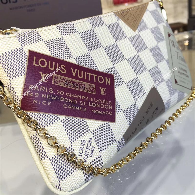 Louis Vuitton LV Pochette Milla Chain Bag Damier Handbag White N63078 7028