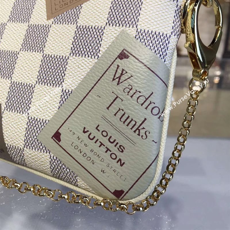 Louis Vuitton LV Pochette Milla Chain Bag Damier Handbag White N63078 7028