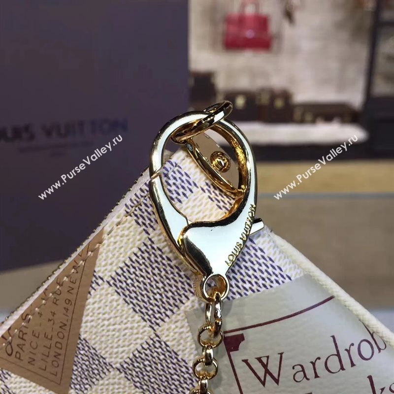 Louis Vuitton LV Pochette Milla Chain Bag Damier Handbag White N63078 7028