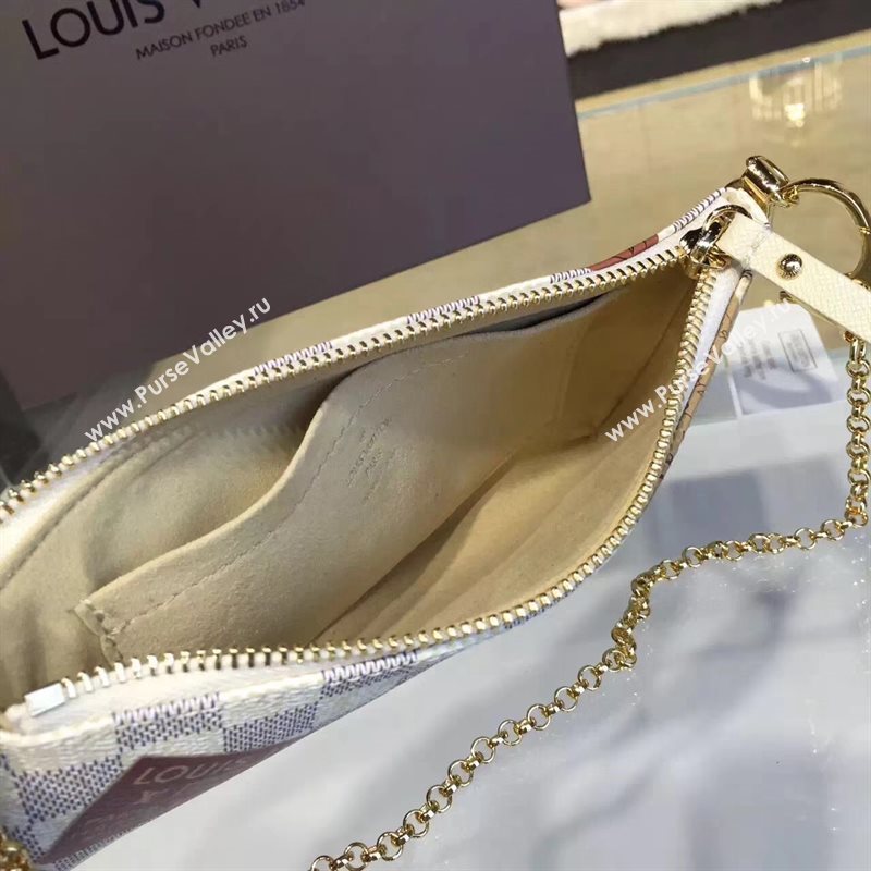 Louis Vuitton LV Pochette Milla Chain Bag Damier Handbag White N63078 7028