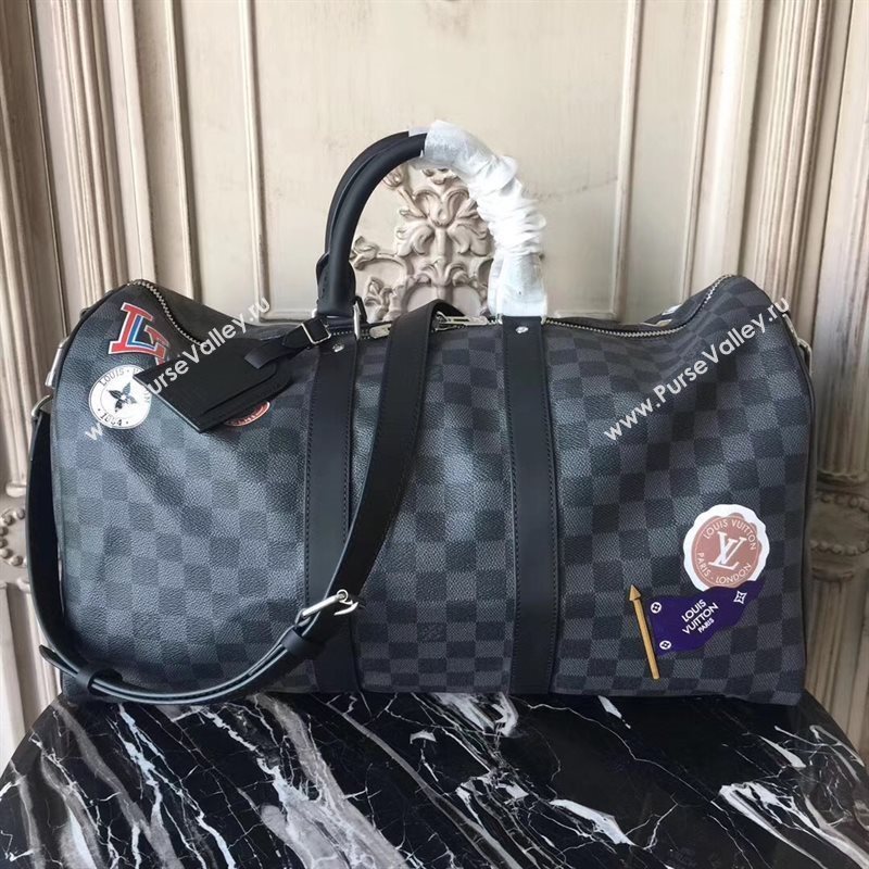 Louis Vuitton Men LV Keepall 45 Travelling Bag Damier League Handbag Gray N41057 7031