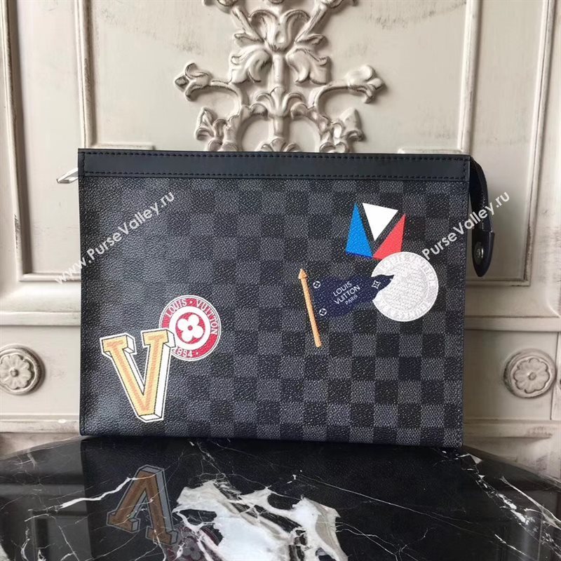 Louis Vuitton Men LV Pochette Voyage MM Clutch Handbag League Bag N64442 7037