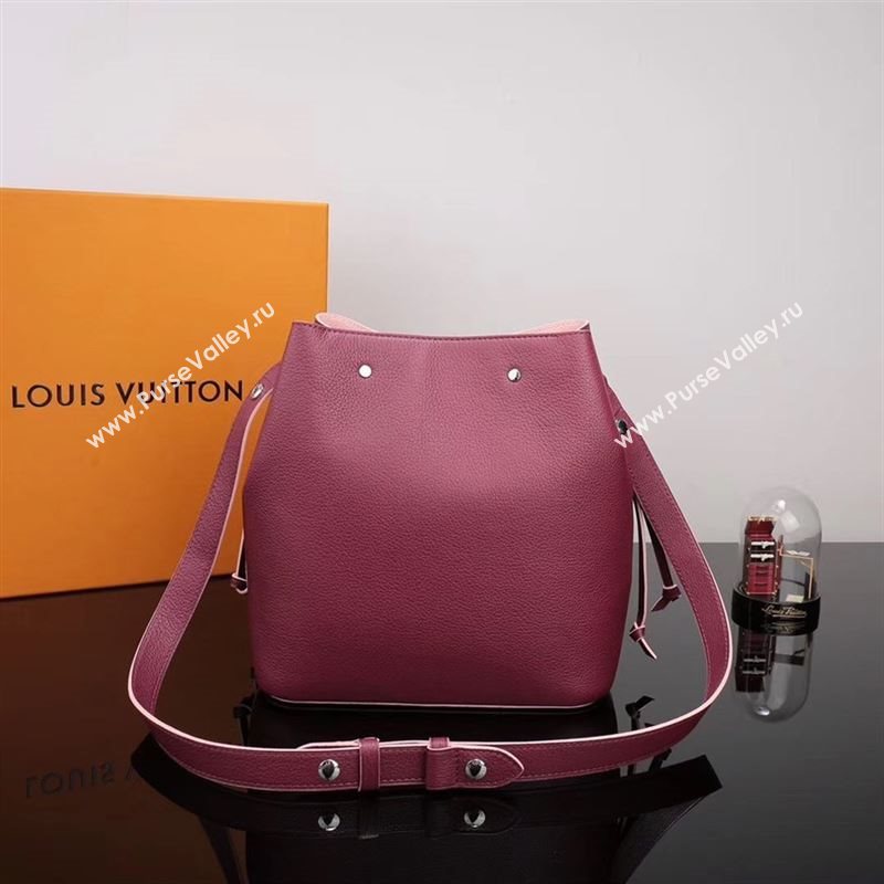 LV Louis Vuitton Lockme Bucket Bag M54680 Leather Handbag Wine