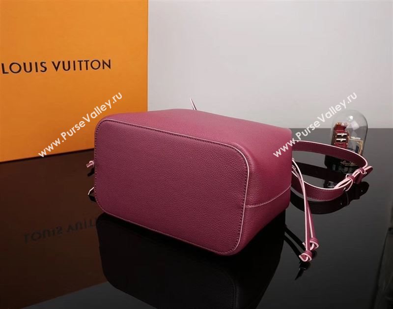 LV Louis Vuitton Lockme Bucket Bag M54680 Leather Handbag Wine
