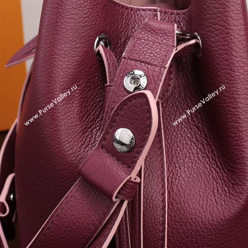 LV Louis Vuitton Lockme Bucket Bag M54680 Leather Handbag Wine