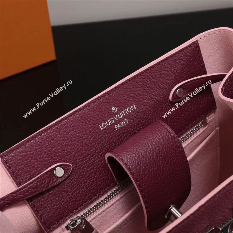 LV Louis Vuitton Lockme Bucket Bag M54680 Leather Handbag Wine