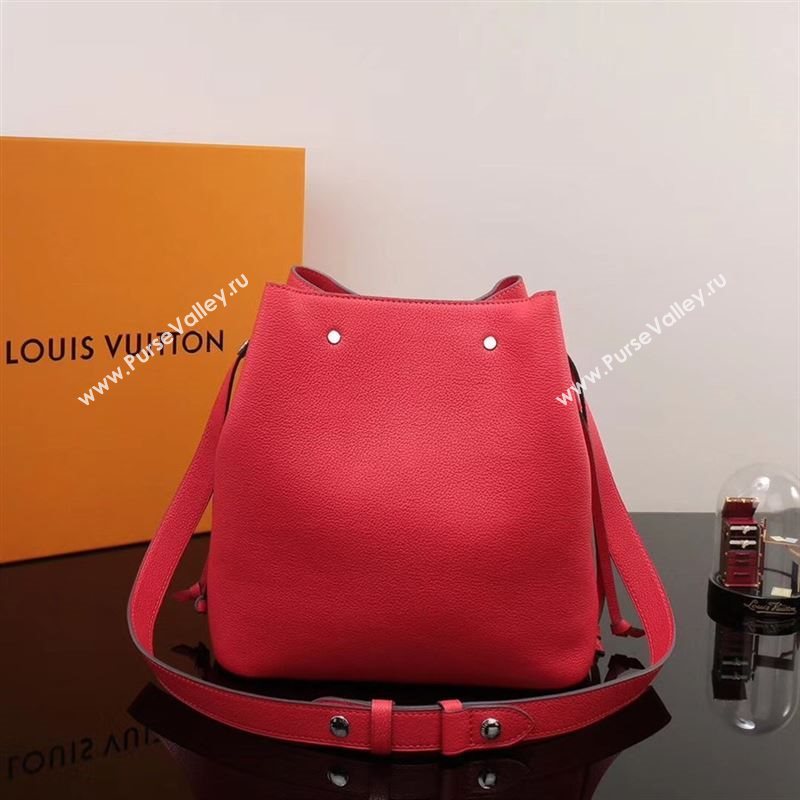 LV Louis Vuitton Lockme Bucket Bag M54679 Leather Handbag Red