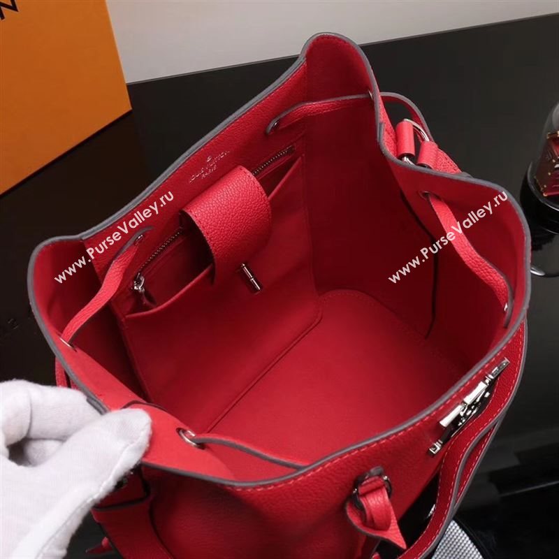LV Louis Vuitton Lockme Bucket Bag M54679 Leather Handbag Red