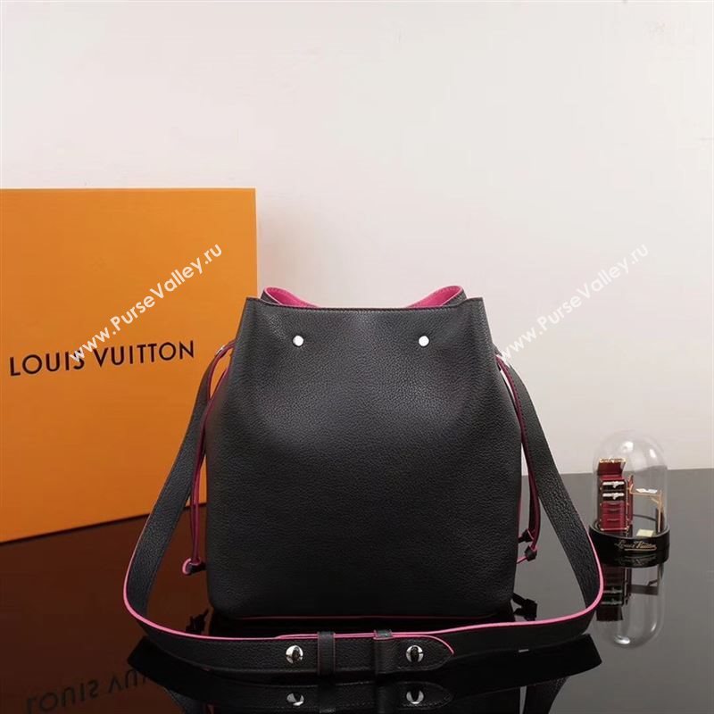 LV Louis Vuitton Lockme Bucket Bag M54677 Leather Handbag Black