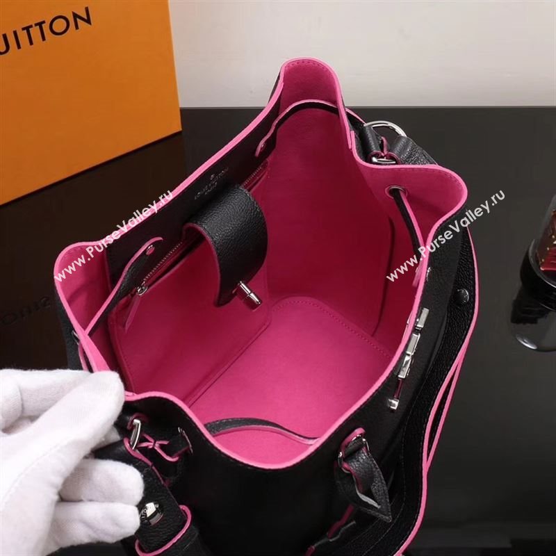 LV Louis Vuitton Lockme Bucket Bag M54677 Leather Handbag Black