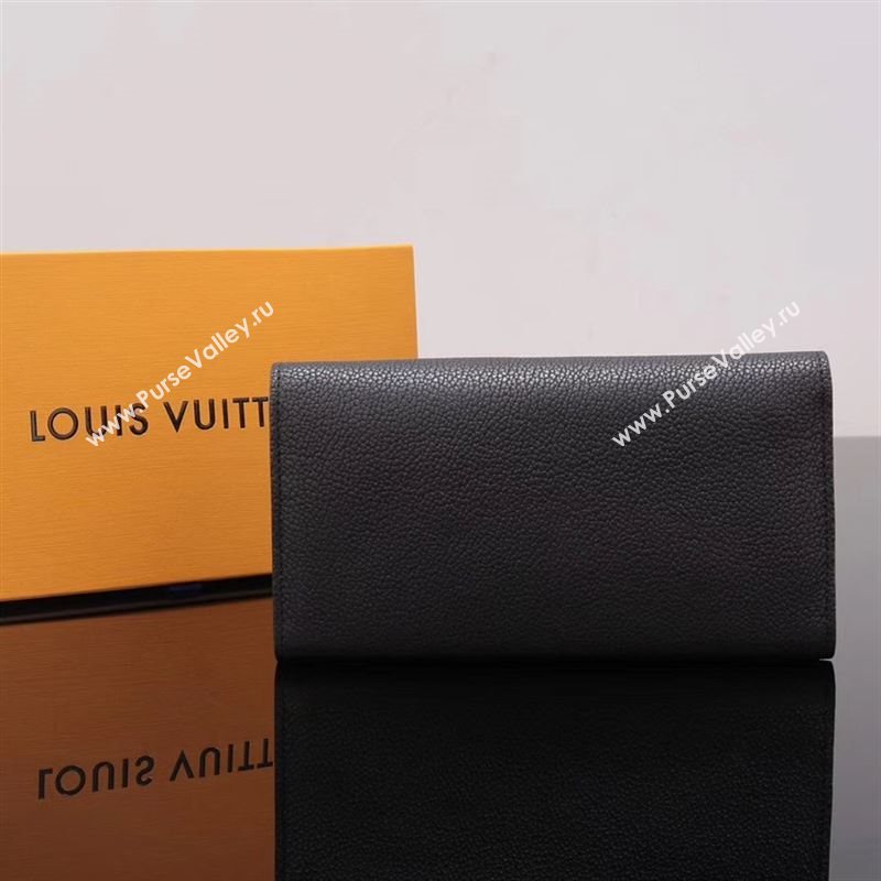 LV Louis Vuitton Monogram Double V Wallet Purse Bag M64319 Leather Clutch Black