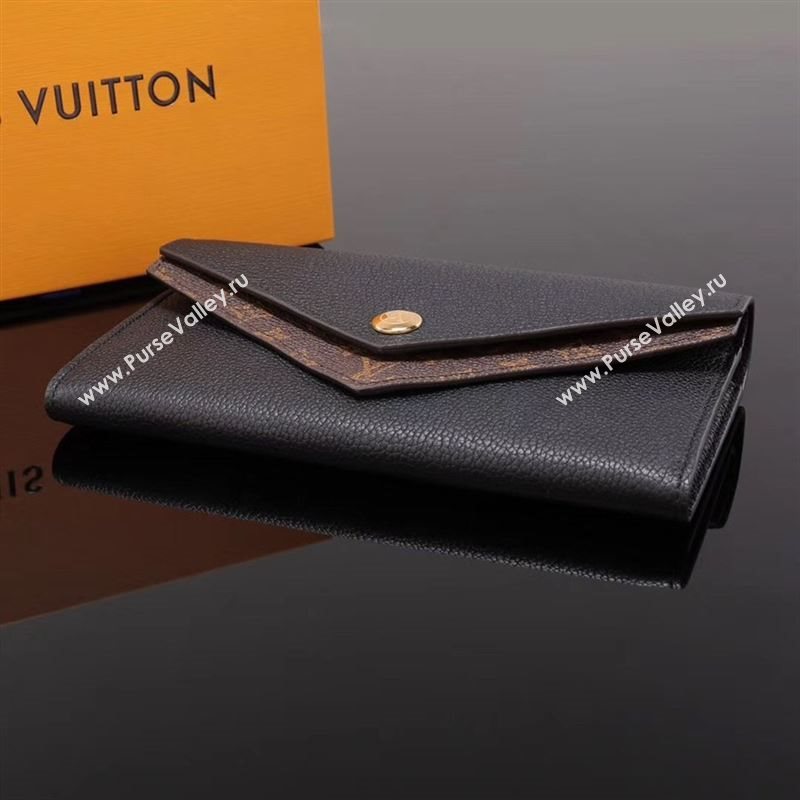 LV Louis Vuitton Monogram Double V Wallet Purse Bag M64319 Leather Clutch Black