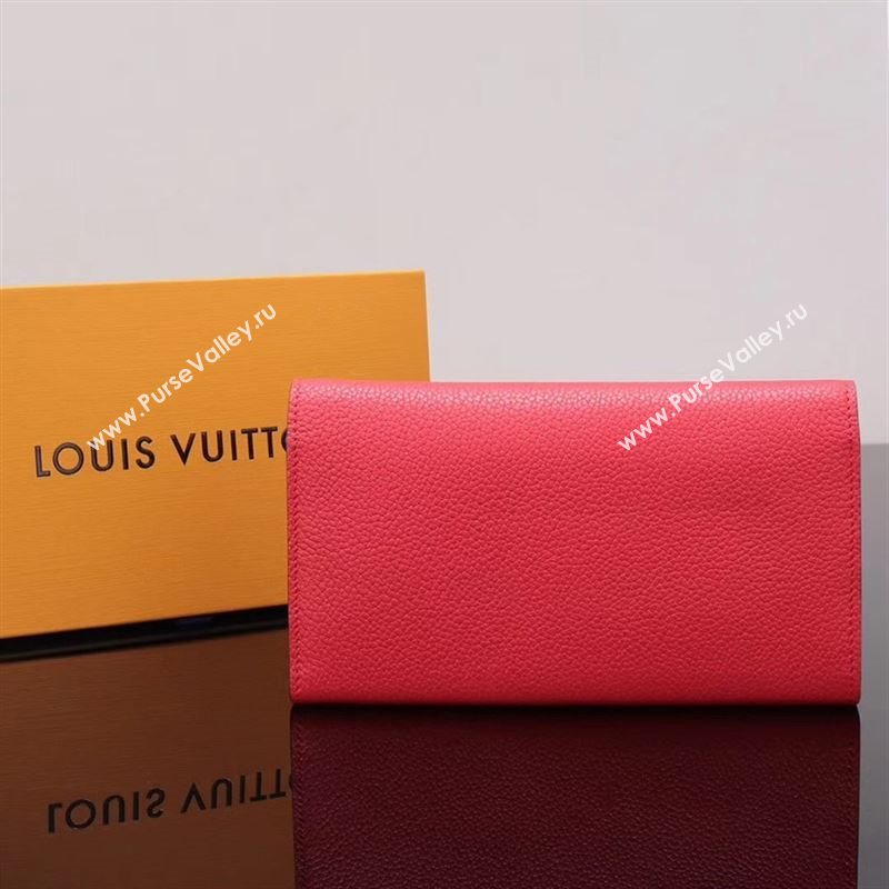 LV Louis Vuitton Monogram Double V Wallet Purse Bag M64317 Leather Clutch Red