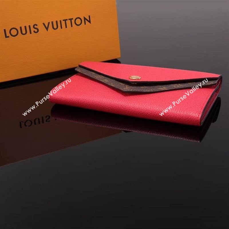 LV Louis Vuitton Monogram Double V Wallet Purse Bag M64317 Leather Clutch Red