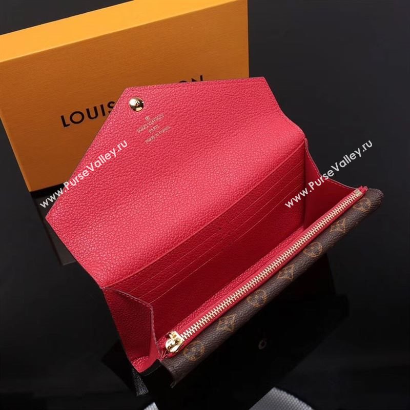 LV Louis Vuitton Monogram Double V Wallet Purse Bag M64317 Leather Clutch Red