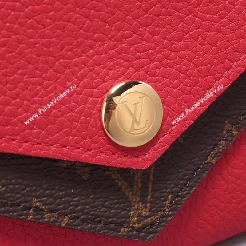 LV Louis Vuitton Monogram Double V Wallet Purse Bag M64317 Leather Clutch Red