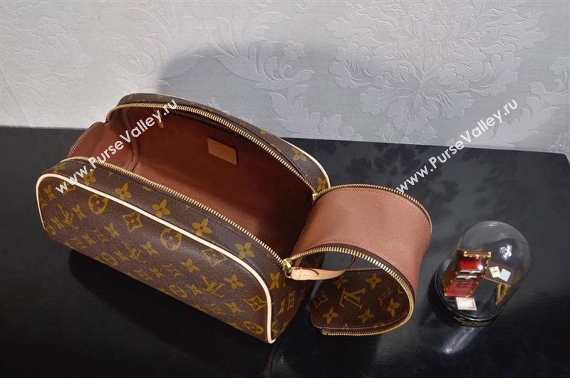 LV Louis Vuitton M47528 Monogram King Size Toiletry Bag Handbag Brown