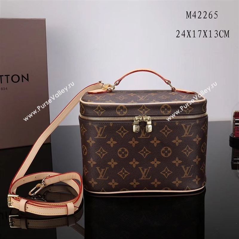 LV Louis Vuitton M42265 Monogram Nice BB Toiletry Bag Handbag Brown