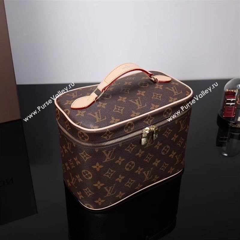 LV Louis Vuitton M42265 Monogram Nice BB Toiletry Bag Handbag Brown