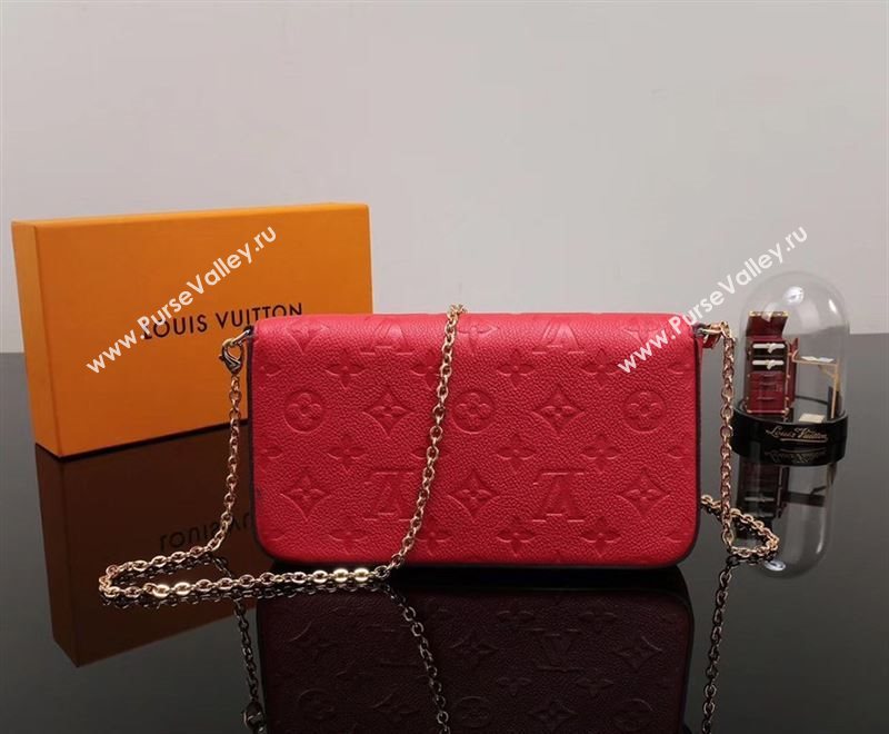 LV Louis Vuitton M64065 Pochette Felicie Bag Real Leather Handbag Red