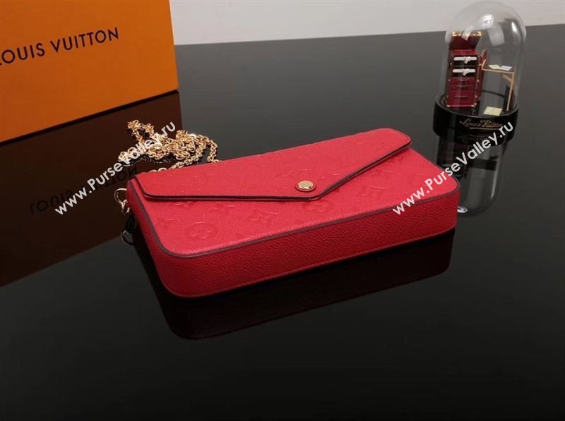 LV Louis Vuitton M64065 Pochette Felicie Bag Real Leather Handbag Red