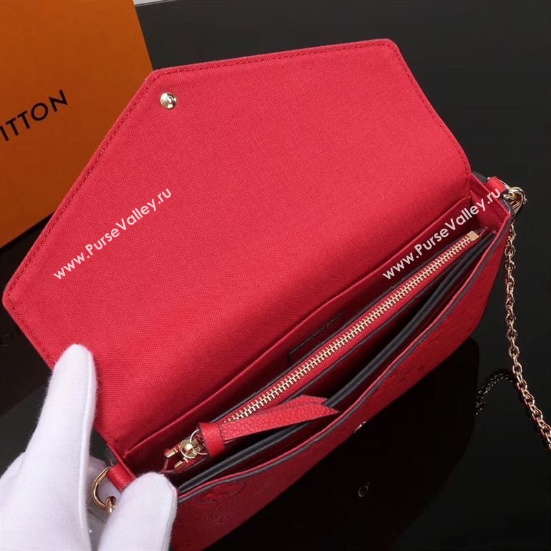 LV Louis Vuitton M64065 Pochette Felicie Bag Real Leather Handbag Red