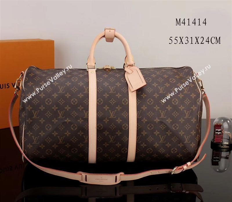 LV Louis Vuitton M41414 Keepall 55 Travelling Bag Monogram Handbag Brown