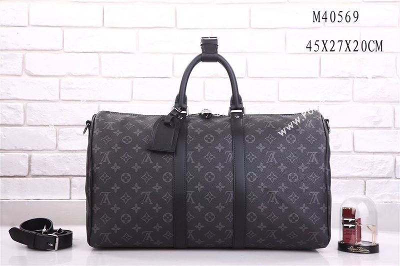 Men LV Louis Vuitton M40569 Keepall 45 Travelling Bag Monogram Handbag Gray