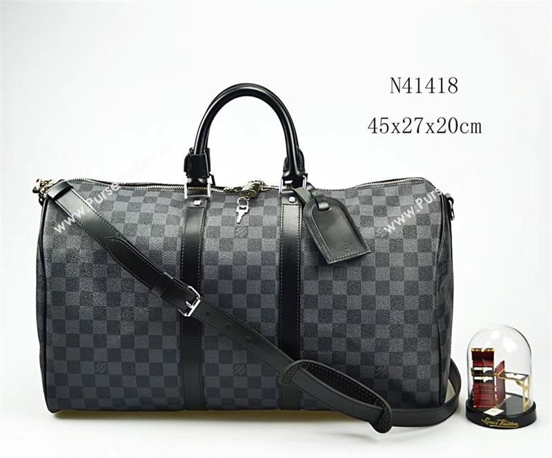 Men LV Louis Vuitton N41418 Keepall 45 Travelling Bag Damier Handbag Gray
