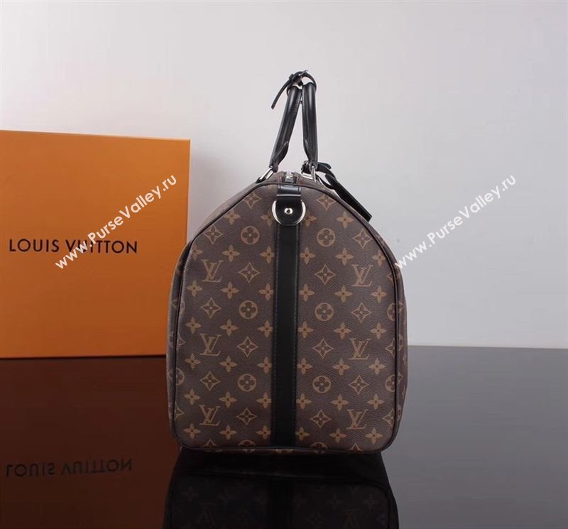 LV Louis Vuitton M56714 Monogram Keepall 55 Travelling Bag Handbag Black