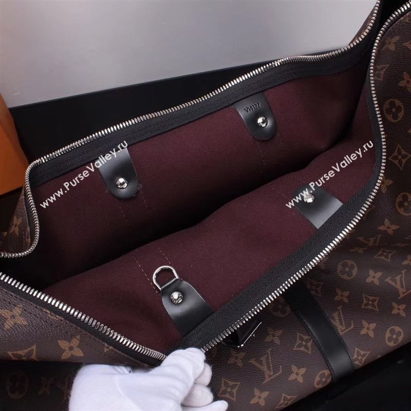 LV Louis Vuitton M56714 Monogram Keepall 55 Travelling Bag Handbag Black