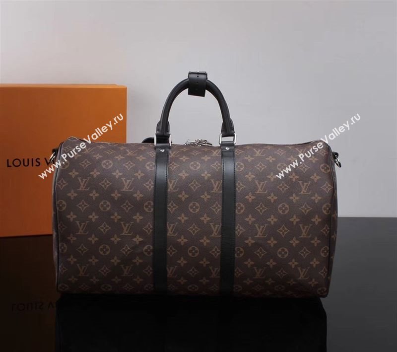 LV Louis Vuitton M56712 Monogram Keepall 50 Travelling Bag Handbag Black