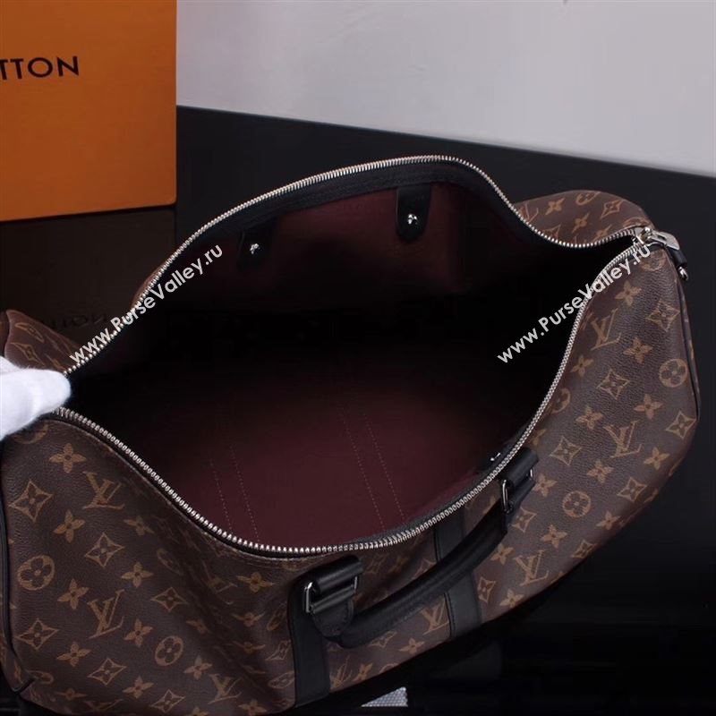 LV Louis Vuitton M56712 Monogram Keepall 50 Travelling Bag Handbag Black