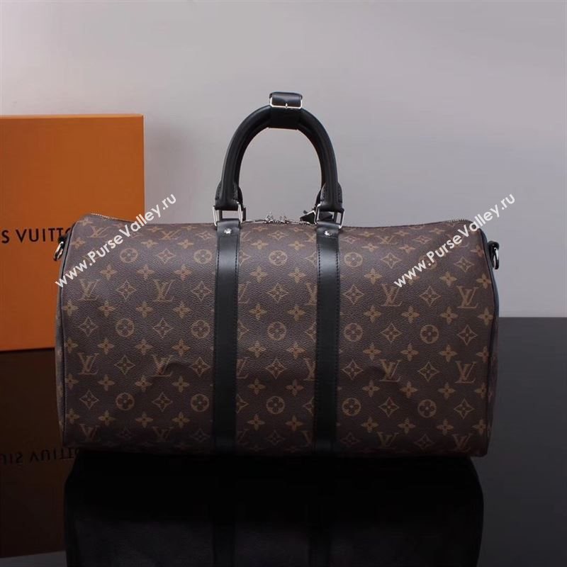 LV Louis Vuitton M56711 Monogram Keepall 45 Travelling Bag Handbag Black