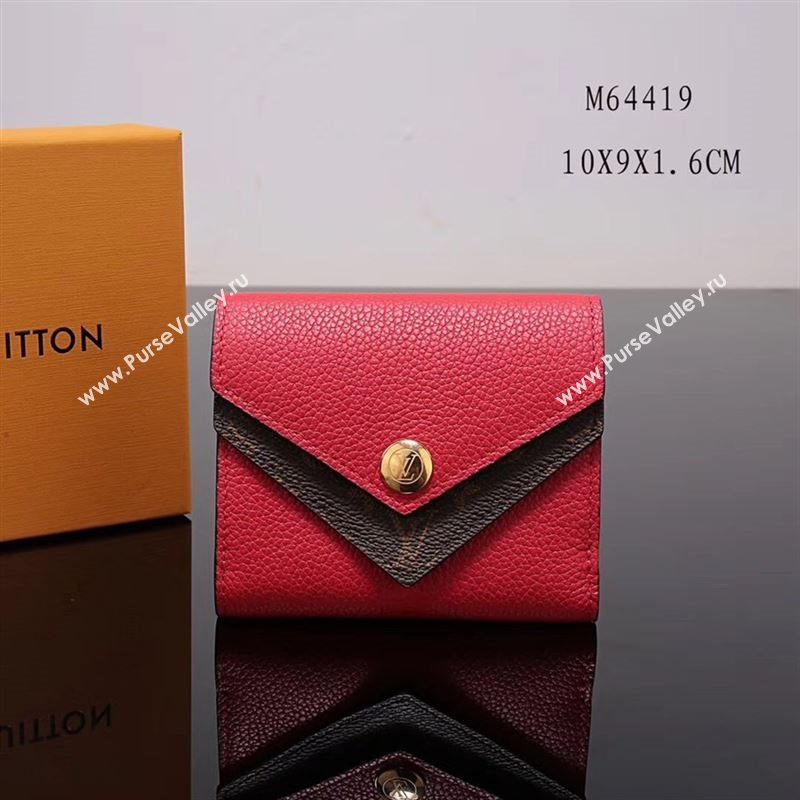 LV Louis Vuitton M64419 Monogram Double V Wallet Purse Bag Handbag Red
