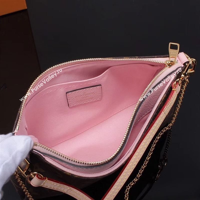 LV Louis Vuitton M44037 Pallas Clutch Bag Monogram Handbag Pink