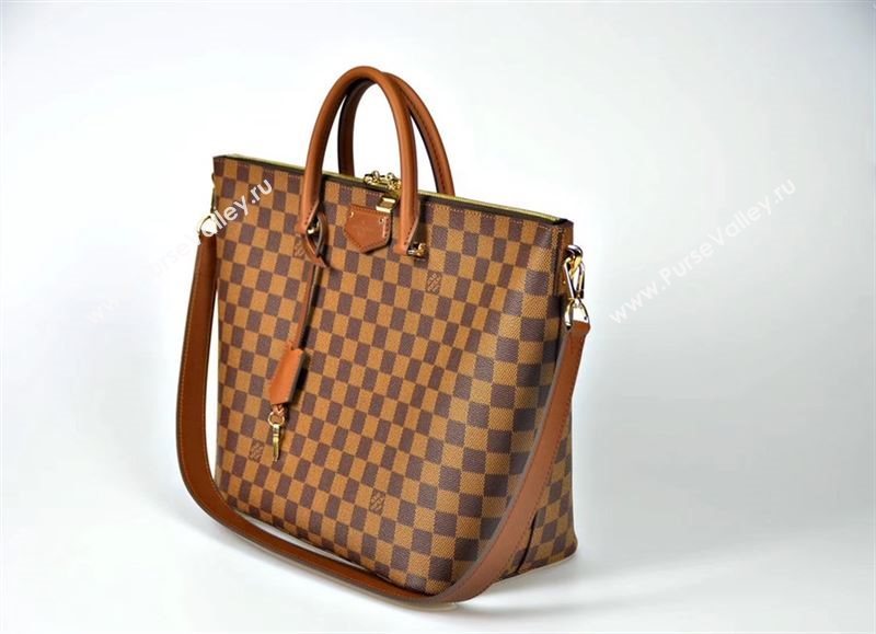 LV Louis Vuitton N63169 Damier Tote Handbag Belmont 24-hour Bag Brown