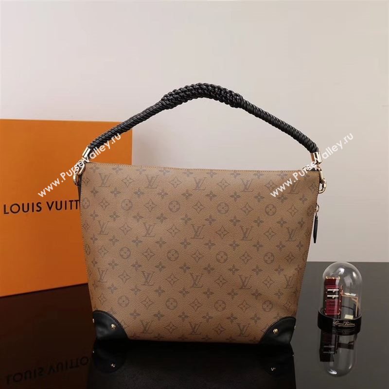 LV Louis Vuitton Monogram Triangle Softy Handbag M44130 Bag Brown