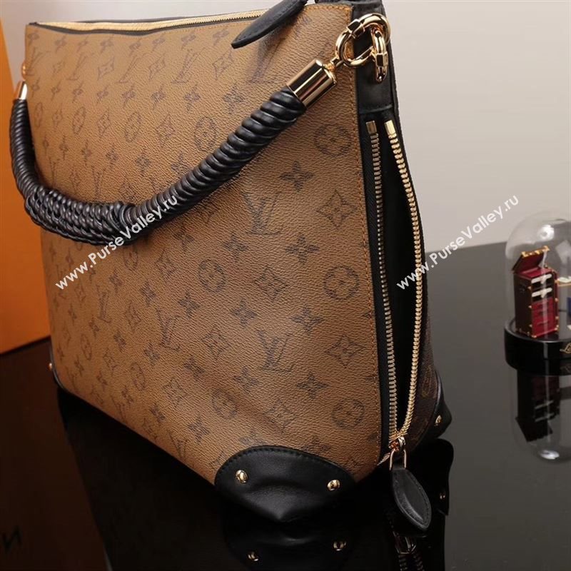 LV Louis Vuitton Monogram Triangle Softy Handbag M44130 Bag Brown