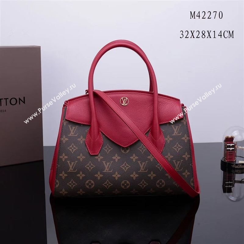 LV Louis Vuitton Monogram Brittany Handbag M42270 Leather Bag Red