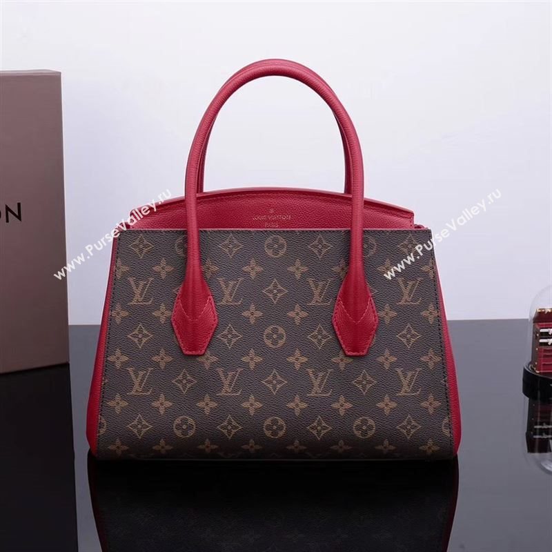 LV Louis Vuitton Monogram Brittany Handbag M42270 Leather Bag Red