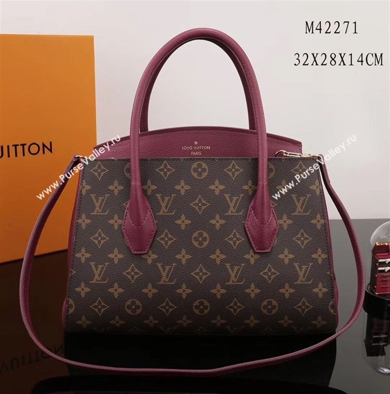 LV Louis Vuitton Monogram Brittany Handbag M42271 Leather Bag Maroon