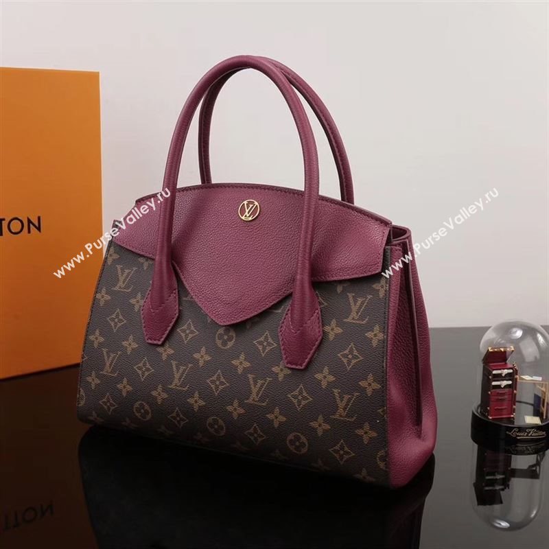 LV Louis Vuitton Monogram Brittany Handbag M42271 Leather Bag Maroon