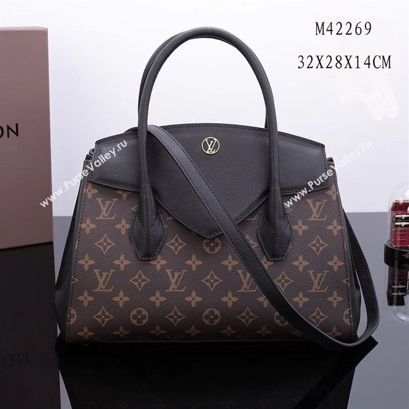 LV Louis Vuitton Monogram Brittany Handbag M42269 Leather Bag Black