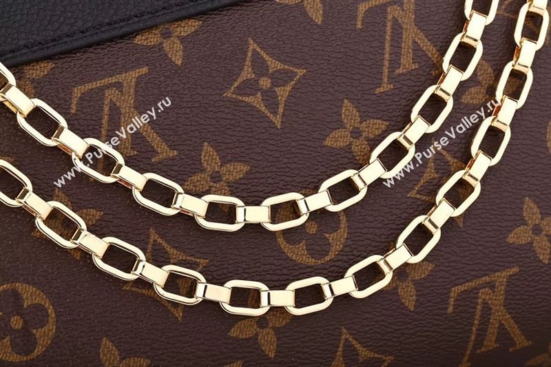 LV Louis Vuitton Pallas Chain Handbag M41223 Monogram Leather Bag Black